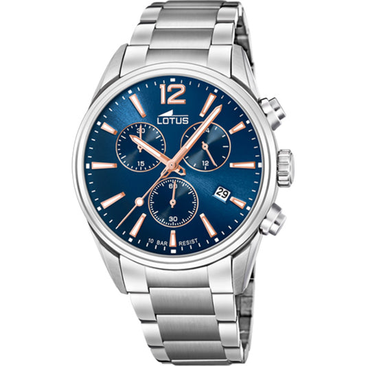 MONTRE LOTUS CHRONO 18690/2 BLEU, BRACELET EN ACIER, HOMME