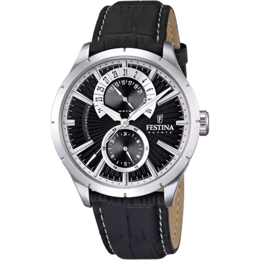 MONTRE FESTINA RETRO F16573/3 NOIR, BRACELET CUIR, HOMME