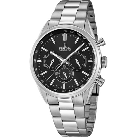 MONTRE FESTINA TIMELESS CHRONOGRAPH F16820/4 NOIR, BRACELET EN ACIER, HOMME