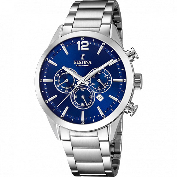 MONTRE FESTINA F20343/7 BLEU, BRACELET ACIER INOXYDABLE, HOMME