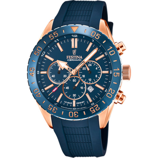 MONTRE FESTINA CERAMIC F20516/1 BLEU, BRACELET EN CAOUTCHOUC, HOMME